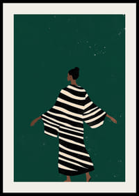 Ein stilvolles Poster einer Figur in einem gestreiften Kimono-2