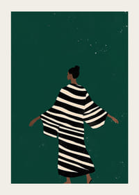 Ein stilvolles Poster einer Figur in einem gestreiften Kimono-3