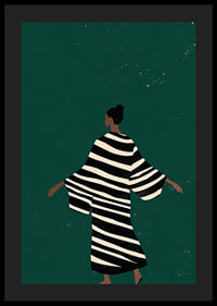 A stylish poster of a figure in a striped kimono-4