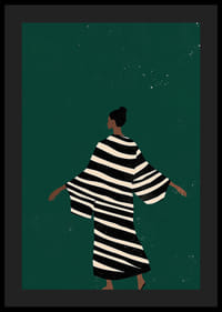 Ein stilvolles Poster einer Figur in einem gestreiften Kimono-4