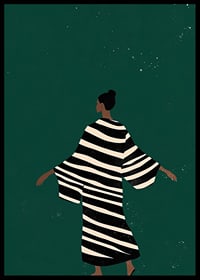 A stylish poster of a figure in a striped kimono-6