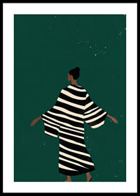 A stylish poster of a figure in a striped kimono-0