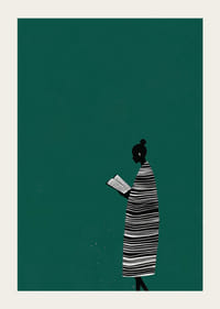 Ein Poster einer lesenden Figur, das eine ruhige und moderne Atmosphäre in Ihrem Zuhause schafft-3