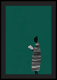 Ein Poster einer lesenden Figur, das eine ruhige und moderne Atmosphäre in Ihrem Zuhause schafft-4