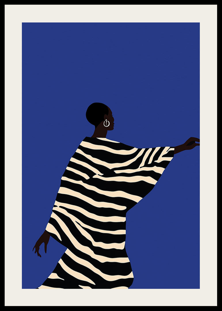 Modern hangulatot keltő, fekete-fehér csíkos stilizált figurát ábrázoló poszter-12