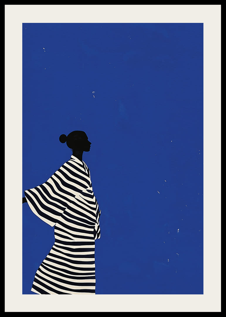 En plakat af en figur i stribet jakkesæt, der skaber en rolig følelse i dit hjem-12