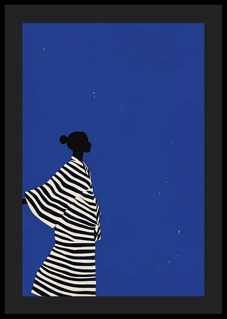 En plakat af en figur i stribet jakkesæt, der skaber en rolig følelse i dit hjem-12