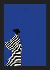 A poster of a figure in a striped suit that creates a calm feeling in your home-5