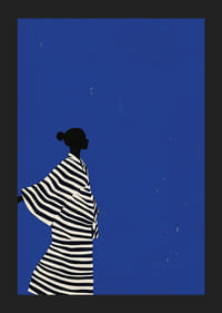 En plakat af en figur i stribet jakkesæt, der skaber en rolig følelse i dit hjem-5