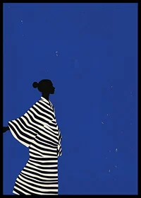 A poster of a figure in a striped suit that creates a calm feeling in your home-6
