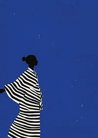 A poster of a figure in a striped suit that creates a calm feeling in your home-7
