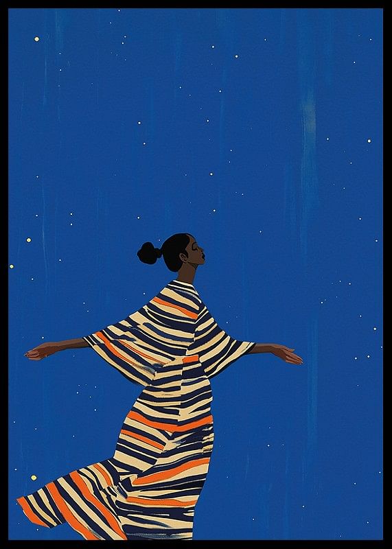 Une affiche colorée d'une figure dansante sous le ciel étoilé-12