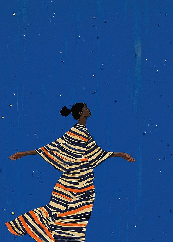 Une affiche colorée d'une figure dansante sous le ciel étoilé-12