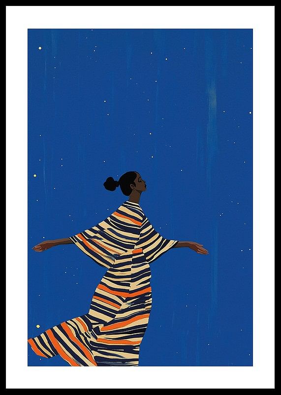 Une affiche colorée d'une figure dansante sous le ciel étoilé-12