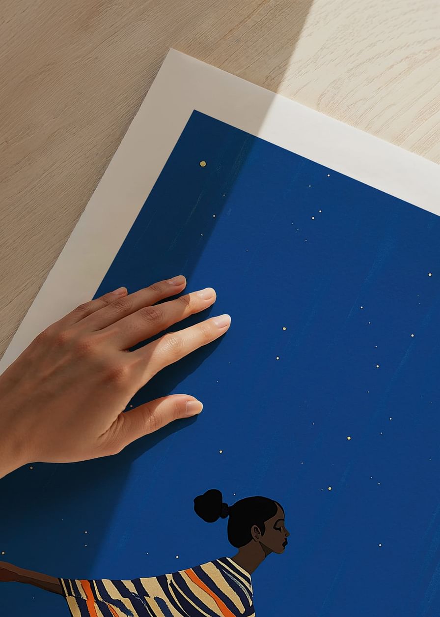 Une affiche colorée d'une figure dansante sous le ciel étoilé-12