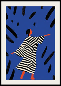 En färgstark poster av en stiliserad figur i rörelse-2