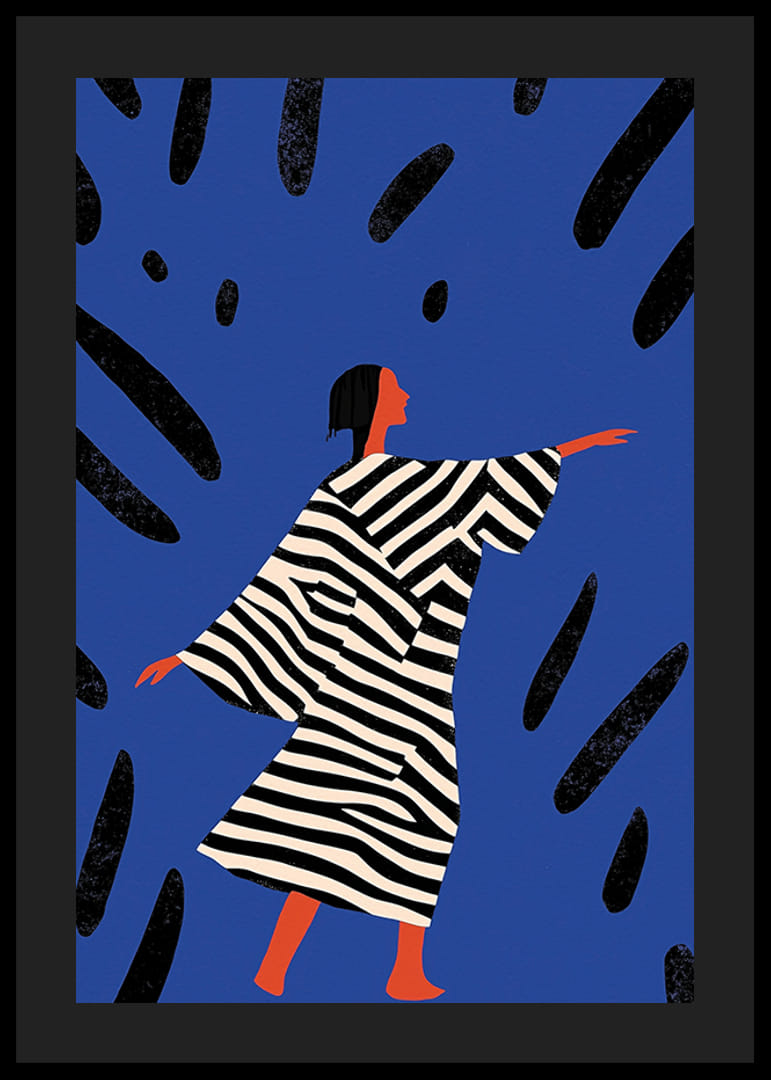 Ein farbenfrohes Poster einer stilisierten Figur in Bewegung-12