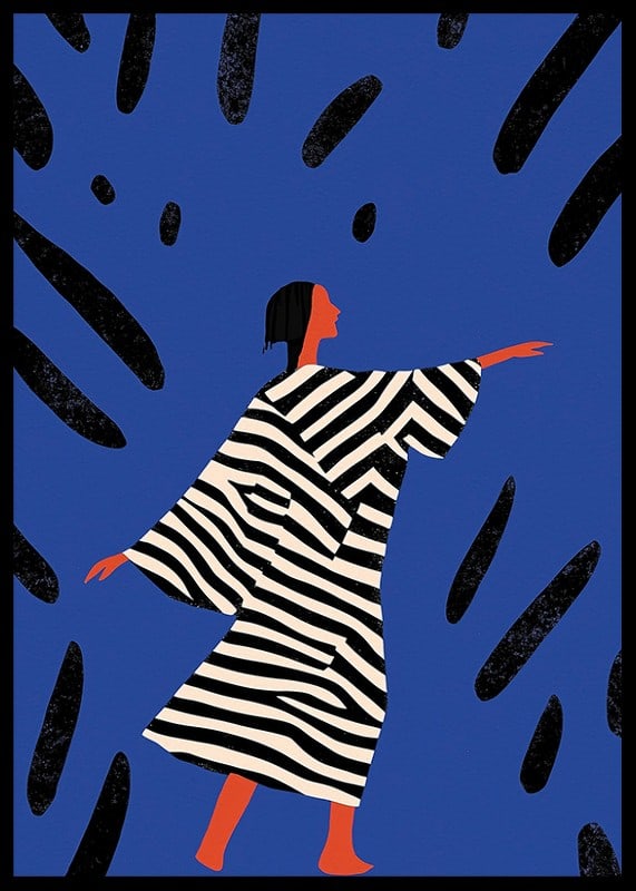 En färgstark poster av en stiliserad figur i rörelse-12