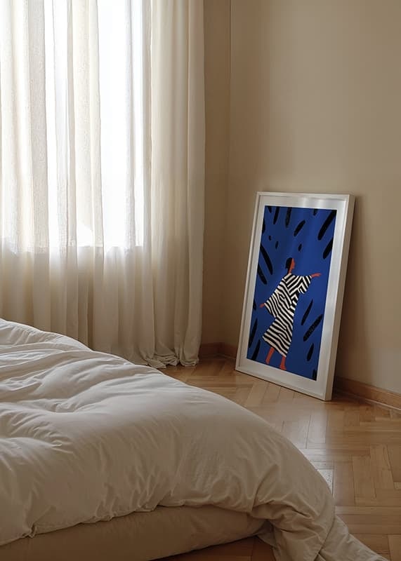 En färgstark poster av en stiliserad figur i rörelse-12