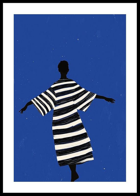 Een elegante poster van een dansende figuur onder de sterrenhemel-12