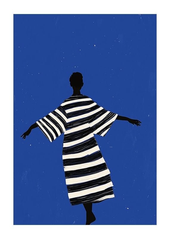Een elegante poster van een dansende figuur onder de sterrenhemel-12