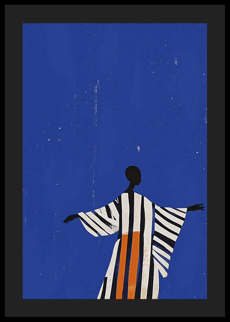 Štýlový plagát postavy v pruhovanom obleku pod hviezdnou oblohou-12