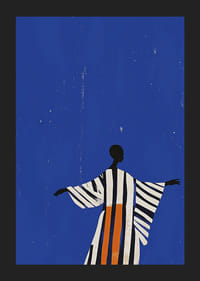 Štýlový plagát postavy v pruhovanom obleku pod hviezdnou oblohou-5