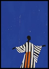A stylish poster of a figure in a striped suit under the starry sky-2