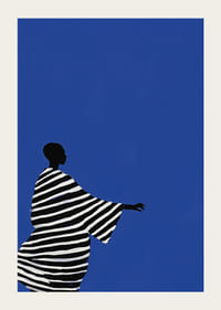 Elegantný plagát štylizovanej postavy v čierno-bielych pruhoch-3