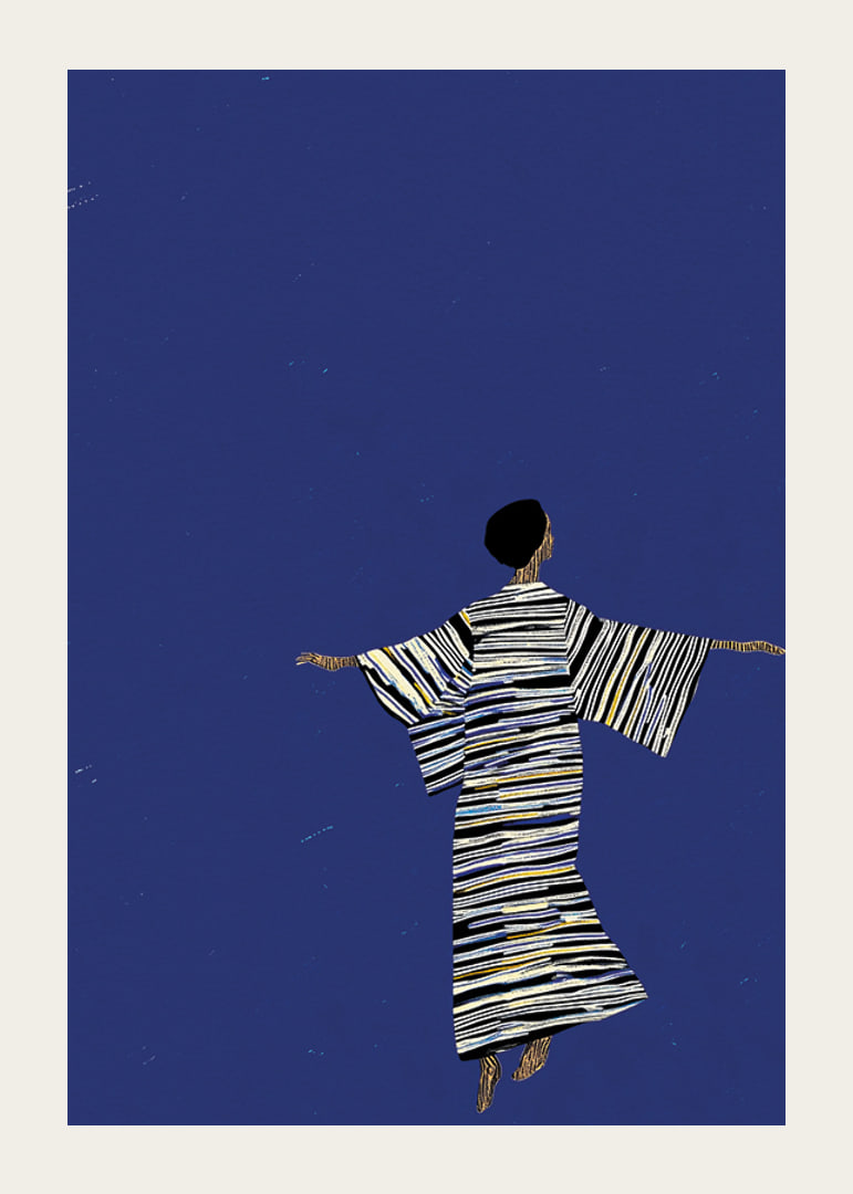An elegant poster of a dancing figure under the starry sky-12