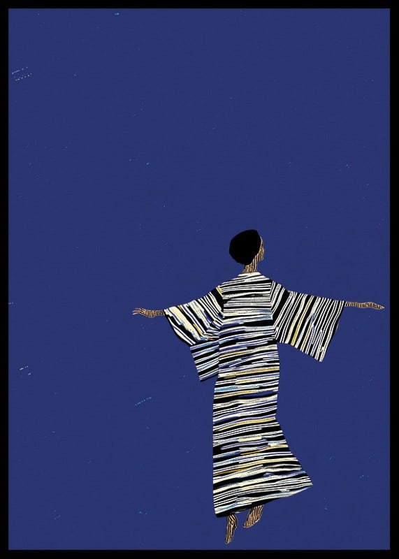 An elegant poster of a dancing figure under the starry sky-12