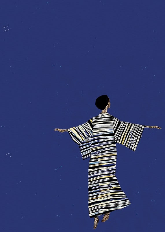An elegant poster of a dancing figure under the starry sky-12