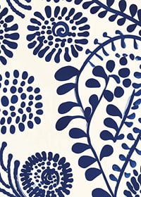 En poster med abstrakta, djupblå blommönster mot en ljus bakgrund-7
