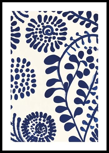 Poster Abstract Blue Flora
