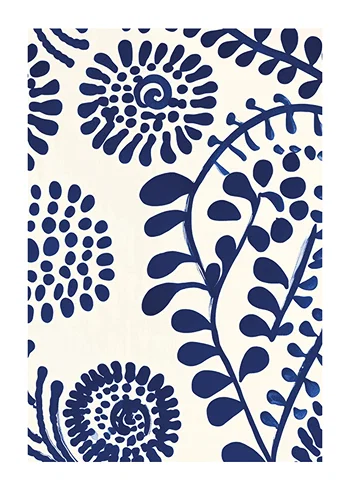 Poster Abstract Blue Flora