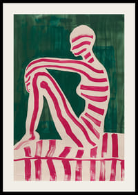 En plakat med en stripete silhuett mot en dyp grønn bakgrunn-2