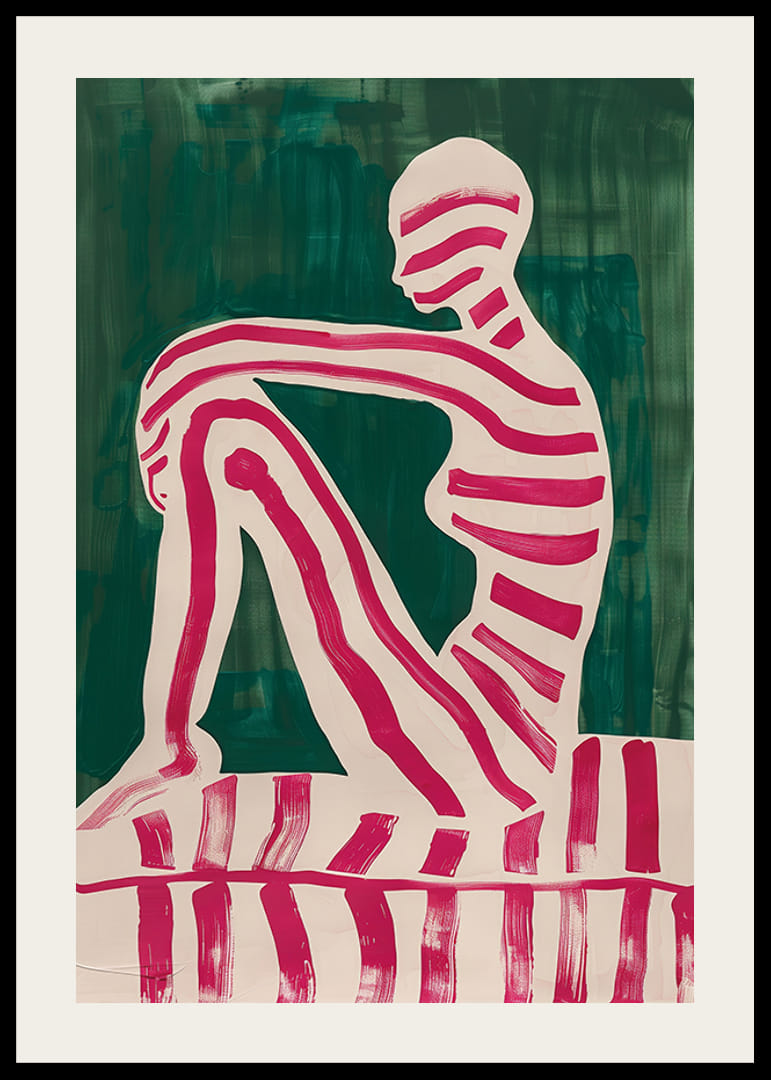 En plakat med en stripete silhuett mot en dyp grønn bakgrunn-12