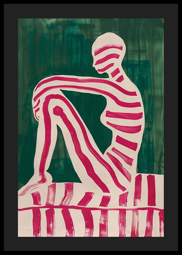 En plakat med en stripete silhuett mot en dyp grønn bakgrunn-12