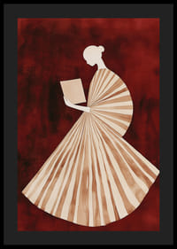 En poster av en kvinna i randig klänning som läser en bok-4