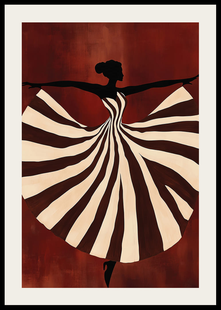En poster av en dansande kvinna i randig klänning-12