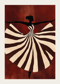 En poster av en dansande kvinna i randig klänning-3