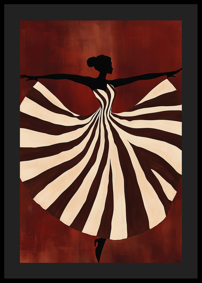 En poster av en dansande kvinna i randig klänning-12