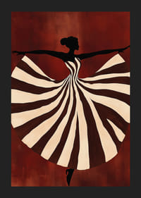 En poster av en dansande kvinna i randig klänning-5