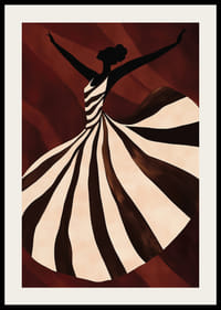 Une affiche d'une femme dansante en robe rayée-2