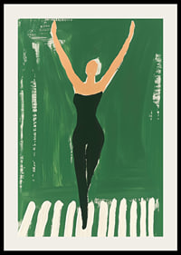 A poster of a woman in black workout clothes reaching for the sky-2