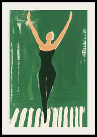 Egy poszter egy fekete edzőruhás nőről, aki az ég felé nyúlik-2