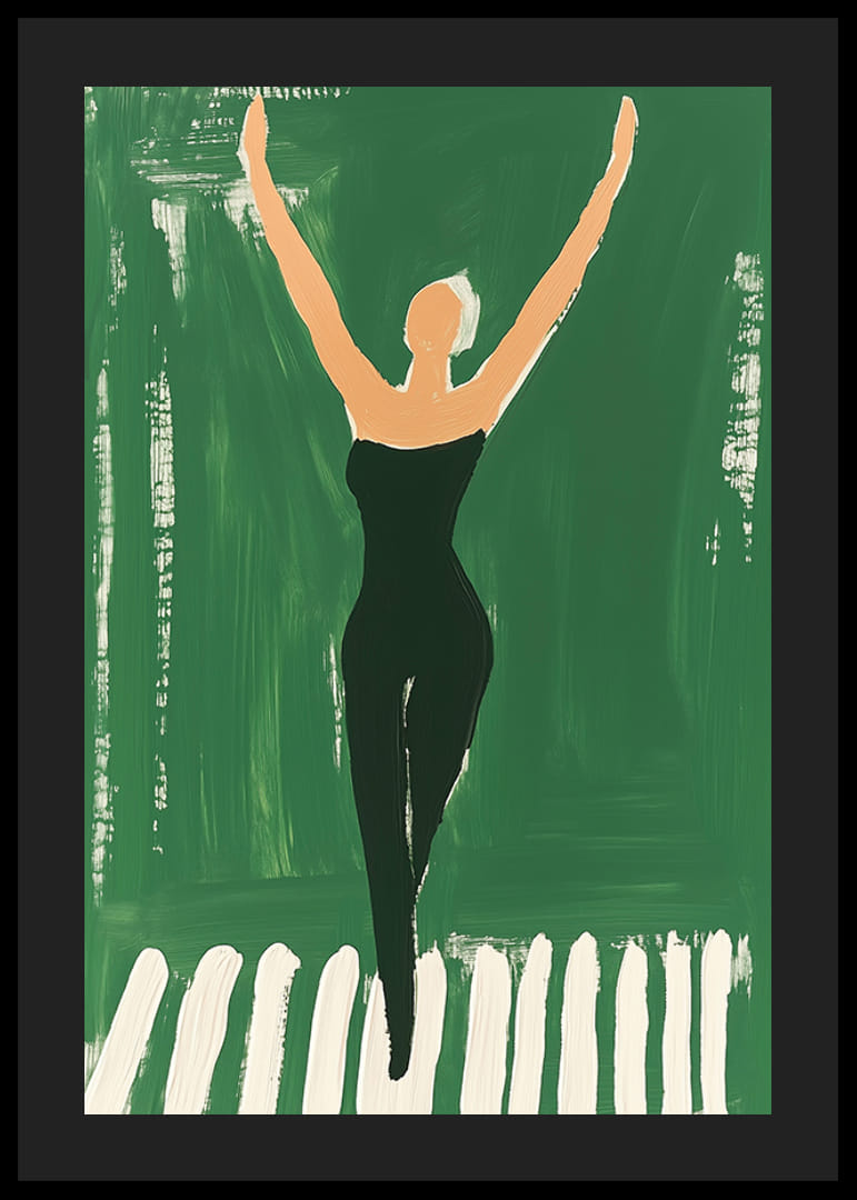 Egy poszter egy fekete edzőruhás nőről, aki az ég felé nyúlik-12