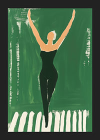 A poster of a woman in black workout clothes reaching for the sky-5