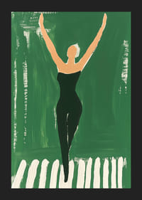 Egy poszter egy fekete edzőruhás nőről, aki az ég felé nyúlik-5