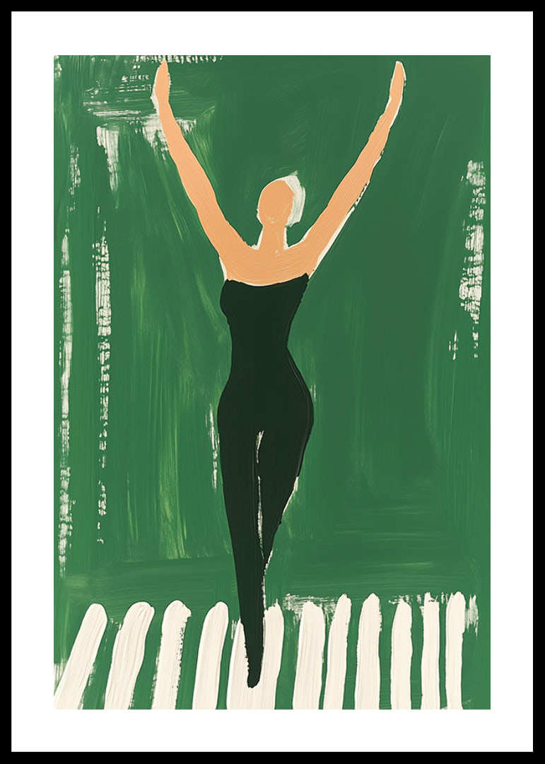 A poster of a woman in black workout clothes reaching for the sky-12